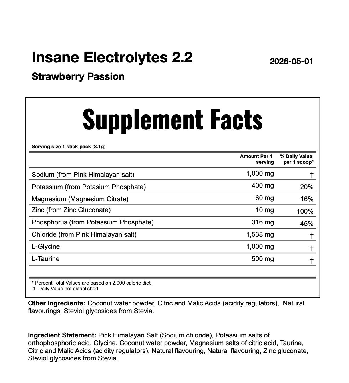 Supplement facts